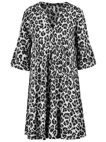 Sublevel Gemusterte Tunikabluse mit Rüschenärmeln und Volants in Grau-2