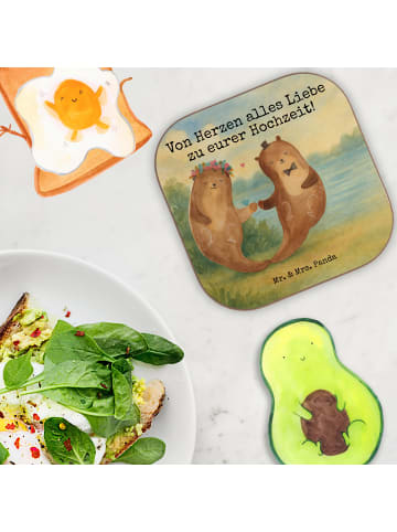 Mr. & Mrs. Panda Untersetzer Hochzeit Otter Design mit Spruch in Weiß