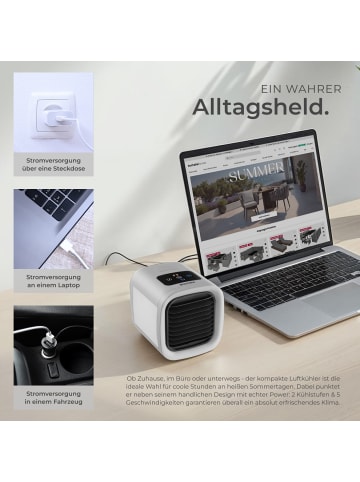 tectake 3in1 Luftkühler Frosty mit LED-Beleuchtung, 2 Kühlstufen, 8W
