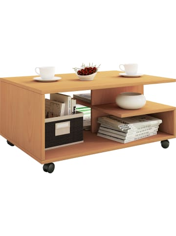 VCM  Holz Sofatisch Couchtisch Rollen rollbar Stango in Buche