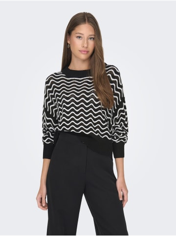 JACQUELINE de YONG Struktur Strickpullover Wellen Streifen Muster JDYRITA in Schwarz