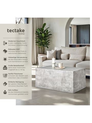 tectake Beistelltisch Inkl. Bodenschoner, Belastbarkeit 45 kg, 90 x 50 x 40 cm