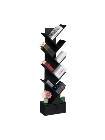 relaxdays Bücherregal in Schwarz - (B)38 x (H)146 x (T)22 cm