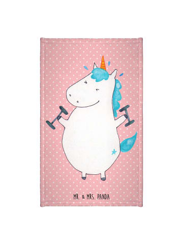 Mr. & Mrs. Panda Gästehandtuch Einhorn Fitness ohne Spruch in Rot Pastell