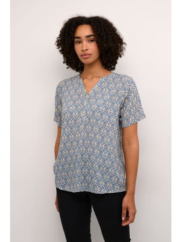 Kaffe Kurzarm-Bluse KAalvine Regular fit in Turtledove/Faded Denim Graphic