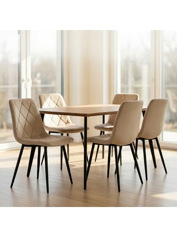 relaxdays 4 x Esszimmerstuhl in Beige - (B)43 x (H)86 x (T)53,5 cm