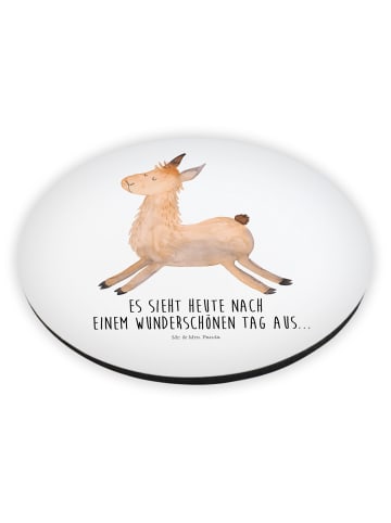 Mr. & Mrs. Panda Kühlschrankmagnet Lama Springen mit Spruch in Weiß