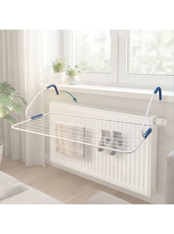 relaxdays Wäscheständer in Weiß/ Blau - (B)105 x (H)29 x (T)55 cm