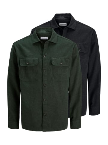 Jack & Jones Hemdjacke / Overshirt Charge in Schwarz / grün