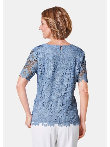 GOLDNER Spitzenbluse Festliche Bluse aus edler Spitze in regattablau