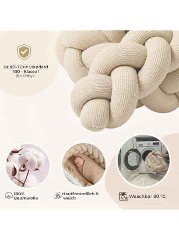 nordic coast company  Bettschlange geflochten weicher Waffelstoff Baumwolle Beige