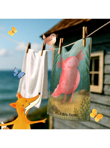Mr. & Mrs. Panda Gästetuch Axolotl Glücklich Design ohne Spruch in Weiß