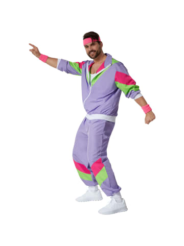 tectake Herrenkostüm  Retro 80er 90er Jahre Jogginganzug  Bunter Retro-Style: Jacke und