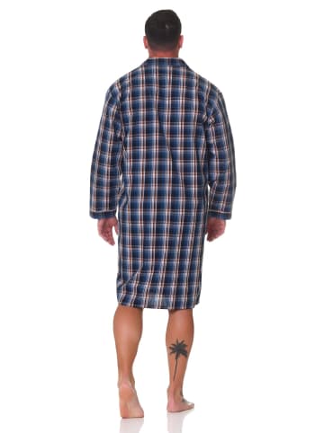 NORMANN Langarm Nachthemd gewebt - 88869 in blau