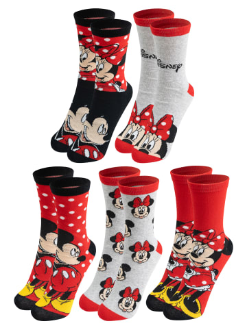 Disney 5er Pack Disney Minnie & Mickey Mouse Socken Sneaker Strümpfe in Mehrfarbig