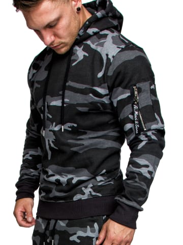 Amaci&Sons Kapuzenpullover HIALEAH in Camouflage Schwarz