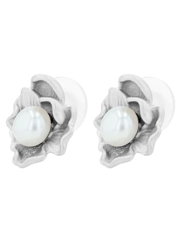 Adeliás Damen Ohrringe – Ohrstecker aus 925 Silber mit Süßwasserperle in silber