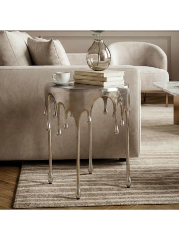 FineBuy Beistelltisch in Silber / Aluminium / 43x43x56
