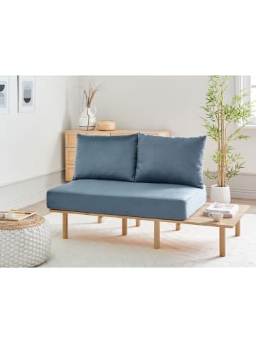 Beliani 2-Sitzer Sofa SALO in Blau/Braun - (W) 155 x (H) 74 x (L) 104 cm