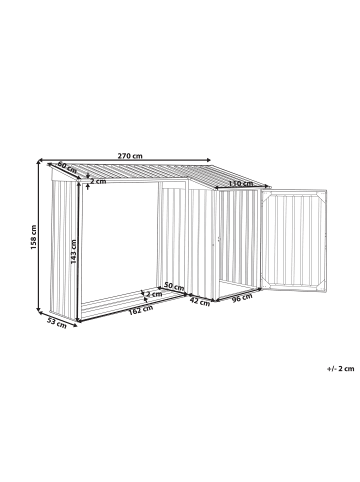 Beliani Gerätehaus mit Holzunterstand AOSTA in Grau - (W) 270 x (H) 158 x (L) 105 cm