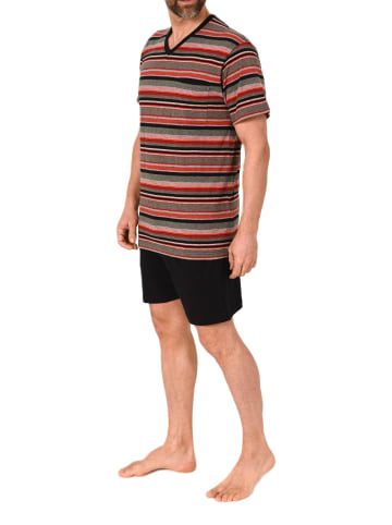 NORMANN Kurzarm Schlafanzug Pyjama Shorty Streifen - 84472 in rot