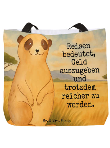 Mr. & Mrs. Panda Shopping Bag Erdmännchen Design mit Spruch in Weiß