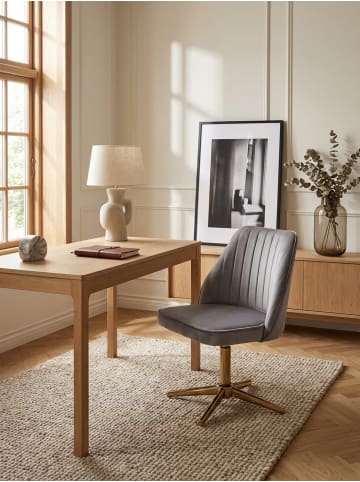 KADIMA DESIGN Schreibtischstuhl Samt Design Drehstuhl mit Lehne, Schalenstuhl in Grau