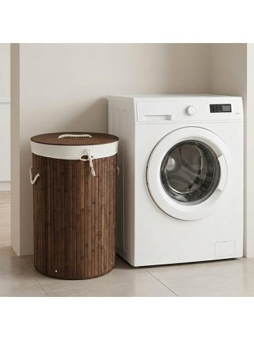 relaxdays 2 x Wäschekorb in Braun - (H)65 x Ø41 cm