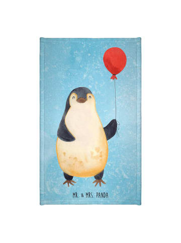 Mr. & Mrs. Panda Gästetuch Pinguin Luftballon ohne Spruch in Eisblau