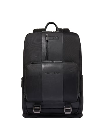 Piquadro Overnight computer backpack in recycled fabric in nero