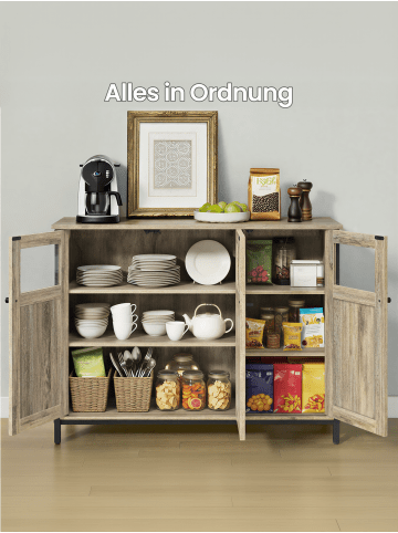 VASAGLE Küchenschrank Daxton in Milchkaffee-Farbe - (B)100 x (H)75 x (T)35 cm