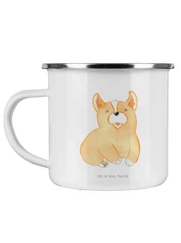 Mr. & Mrs. Panda Emaille Tasse Corgie ohne Spruch in Weiß