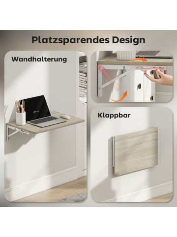 HOMCOM Wandschreibtisch-60L x 40B x 16H cm-Eiche
