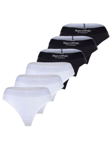 Marc O'Polo String 6er Pack in Weiß/Schwarz