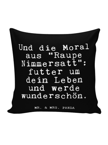 Mr. & Mrs. Panda Kissen 40x40 Und die Moral aus... mit Spruch in Schwarz