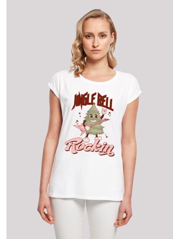 F4NT4STIC Extended Shoulder T-Shirt Jingle Bell Rocking Weihnachten Tree in weiß