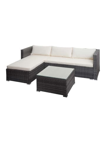 MCW Poly-Rattan Garnitur F57, Grau, Kissen creme ohne Deko-Kissen