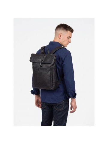 Jost Glasgow Daypack RFID Schutz Leder 42 cm Laptopfach black