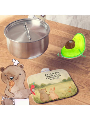 Mr. & Mrs. Panda Potholder Bär und Hase Umarmen Design mit Spruch in Weiß