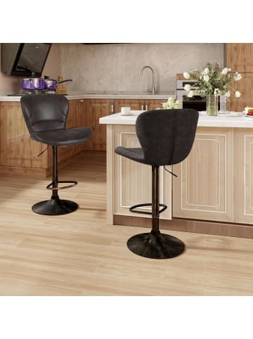 COSTWAY 2er Set Barhocker 47 x 56 x 93-113 cm in Braun