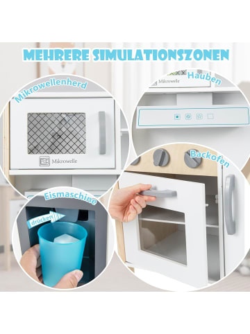 COSTWAY Kinderküche Spielküche inkl. 18 Zubehör in Weiß