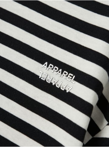 name it 2er-SET Gestreiftes Langarmshirt mit Print Rundhals Longsleeve in Schwarz