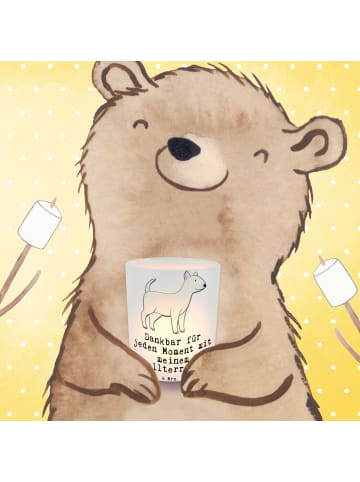 Mr. & Mrs. Panda Glas Teelichthalter Bullterrier Moment mit Spruch in Transparent