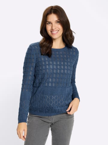 Sieh an! Ajourpullover in jeansblau