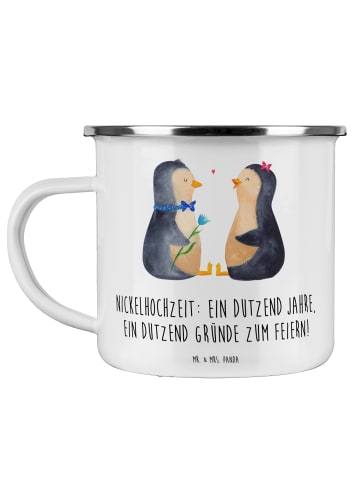 Mr. & Mrs. Panda Tasse Emaille 12 Hochzeitstag Nickelhochzeit mi... in Weiß