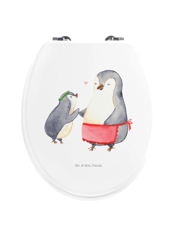 Mr. & Mrs. Panda Motiv WC Sitz Pinguin mit Kind ohne Spruch in Weiß