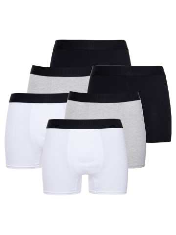 Superdry Boxershort 6er Pack in Schwarz/Grau/Weiß