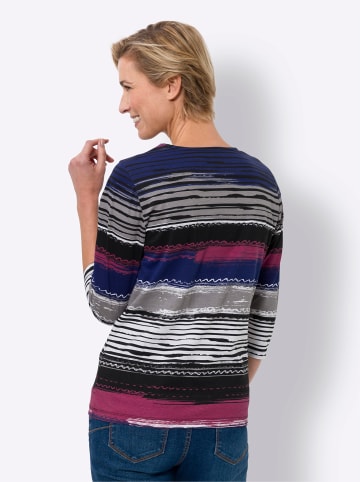 Sieh an! 3/4-Arm-Shirt in royalblau-schwarz-bedruckt