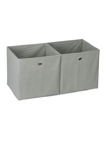relaxdays 2x Aufbewahrungsbox in Grau - (B)30 x (H)30 x (T)30 cm