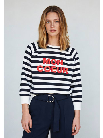 More & More sportives 3/4 Arm Sweatshirt, gestreift in marine/offwhite